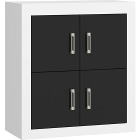 Verin komód 4 ajtó - Fehér - Fényes fekete