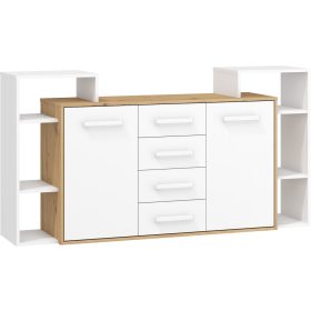 Rio komód 2 ajtó 4 fiók - Artisan tölgy - Fehér