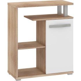   Angel alacsony könyvespolc 1 ajtó - Világos Sonoma tölgy - Fényes fehér