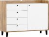 Dolce komód 1 ajtó 4 fiók - Burgundy tölgy - Fényes fehér