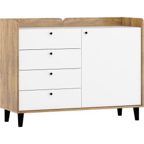   Dolce komód 1 ajtó 4 fiók - Burgundy tölgy - Fényes fehér
