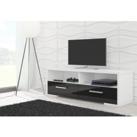 Roma TV-állvány 2 ajtó - Fehér - Fényes fekete