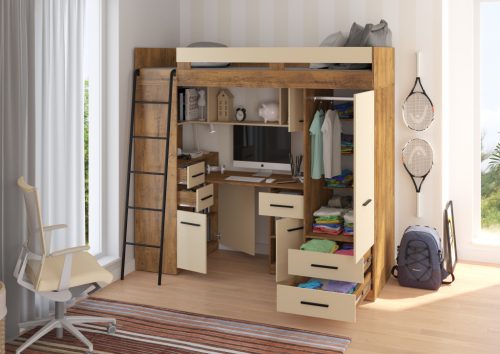 Smyk galériaágy balos - Burgundy tölgy - Krém