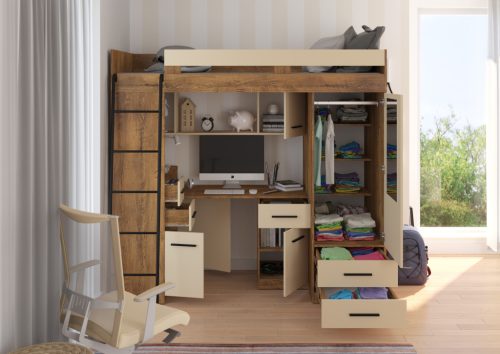 Smyk galériaágy balos - Burgundy tölgy - Krém