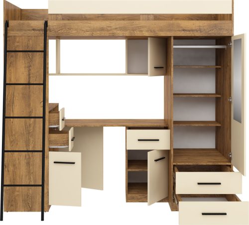 Smyk galériaágy balos - Burgundy tölgy - Krém