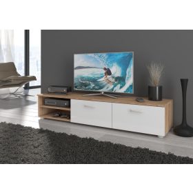   Magic TV-állvány 2 ajtó nagy - Világos Sonoma tölgy - Fényes fehér