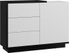 Hybrid komód 1 ajtó 3 fiók - Fekete - Fényes fehér