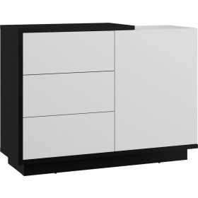 Hybrid komód 1 ajtó 3 fiók - Fekete - Fényes fehér