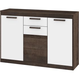   Maximus komód 3 ajtó 2 fiók - Grange tölgy - Fényes fehér