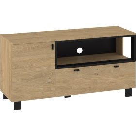Vegas TV-állvány 1 ajtó 1 fiók - Stone tölgy - Fekete