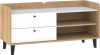 Dolce TV-állvány 2 fiók - Cremona tölgy - Fényes fehér