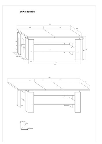 Boston emelhető és kihúzható dohányzóasztal - Wallis szilva - Fekete