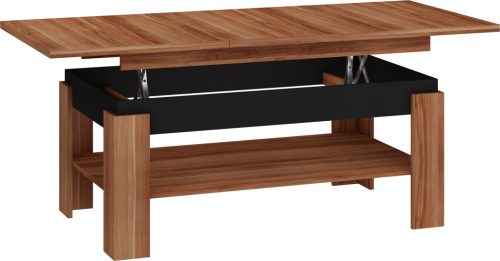 Boston emelhető és kihúzható dohányzóasztal - Wallis szilva - Fekete