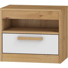   Maximus éjjeliszekrény 1 fiók - Artisan tölgy - Fényes fehér