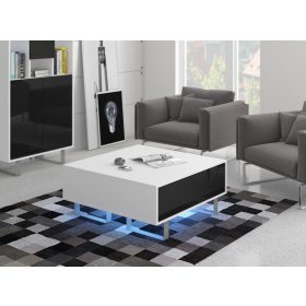 King dohányzóasztal - Fehér - Fényes fekete