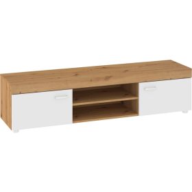Max TV-állvány 2 ajtó - Artisan tölgy - Fényes fehér