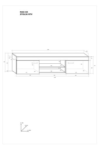 Max TV-állvány 2 ajtó - Artisan tölgy - Fényes fehér