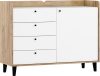 Dolce komód 1 ajtó 4 fiók - Arany tölgy - Fényes fehér