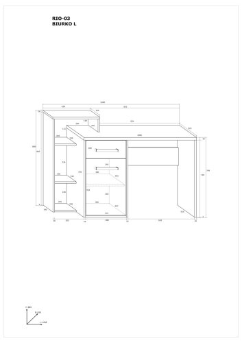 Rio íróasztal 1 ajtó 1 fiók balos - Artisan tölgy - Fehér