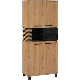   Lamir könyvespolc 4 ajtó 2 fiók W - Artisan tölgy - Beton fekete - Fekete