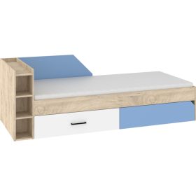   Pax 90L ágykeret 2 fiók balos - Endgrain tölgy - Fehér - Világos kék