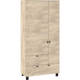   Vegas gardróbszekrény 2 ajtó 2 fiók - Endgrain tölgy - Fekete