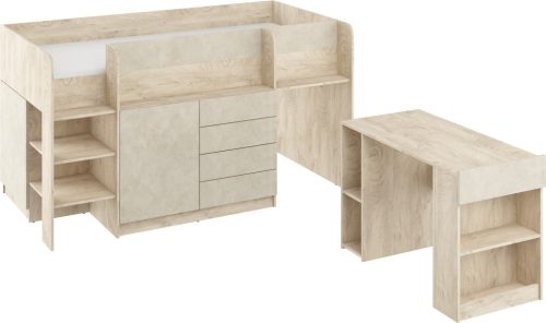 Smile galériaágy balos - Endgrain tölgy - Granada mandula