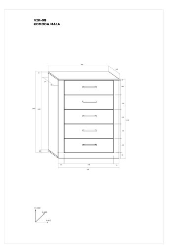 Viki kicsi komód 5 fiók - Cremona tölgy