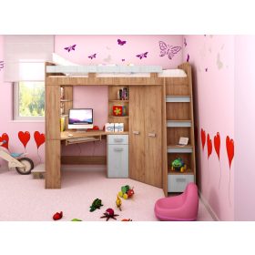 Antresola galériaágy jobbos - Arany tölgy - Fehér tölgy