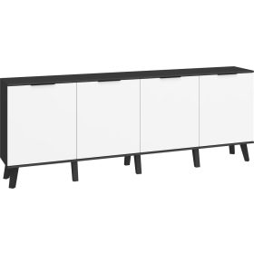 Sven komód 4 ajtó - Fekete - Fényes fehér