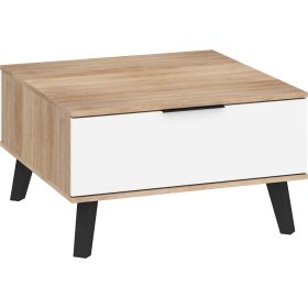   Sven kicsi dohányzóasztal 2 ajtó - Világos Sonoma tölgy - Fényes fehér