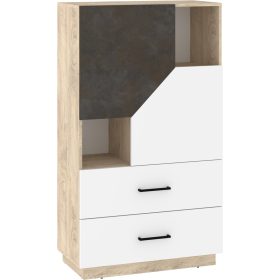   Pax 80 alacsony könyvespolc 2 ajtó 2 fiók - Endgrain tölgy - Fehér - Granada barna