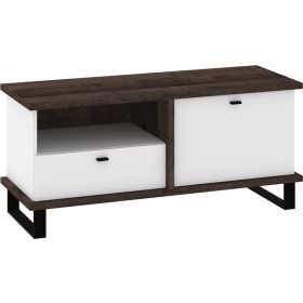 Cross TV-állvány 1 ajtó 1 fiók - Grange tölgy - Fehér