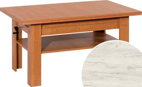 Sylwia emelhető és kihúzható dohányzóasztal - Fehér tölgy