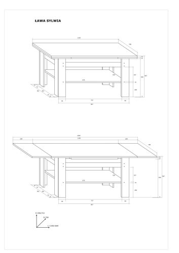 Sylwia emelhető és kihúzható dohányzóasztal - Artisan tölgy