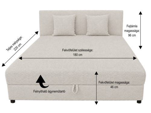 Chanel kárpitozott franciaágy ágyneműtartóval 180x200 cm - Barna (Pop-Nápoly)