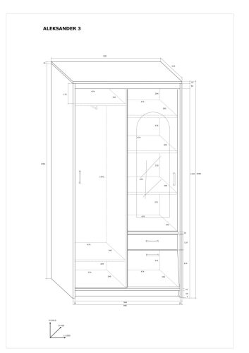 Aleksander 3 tolóajtós gardróbszekrény tükör nélkül - Artisan tölgy