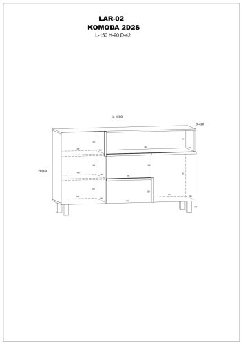 Lars komód 2 ajtó 2 fiók - Endgrain tölgy - Granada mandula