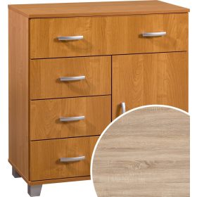 Komód 1 ajtó 4 fiók KN-8044S1D - Világos Sonoma tölgy