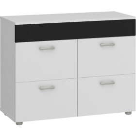 Magic komód 4 ajtó - Fehér - Fényes fekete