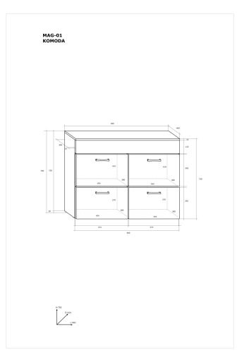 Magic komód 4 ajtó - Fehér - Fényes fekete