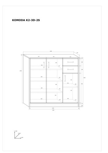 Komód 3 ajtó 2 fiók K2-3D-2S - Artisan tölgy