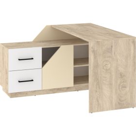   Pax 120L sarok íróasztal kombináció balos - Endgrain tölgy - Fehér - Krém