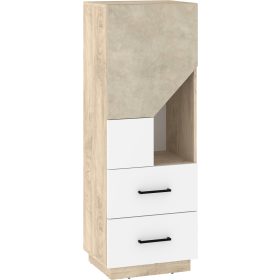   Pax 50 alacsony könyvespolc 2 ajtó 2 fiók - Endgrain tölgy - Fehér - Granada mandula