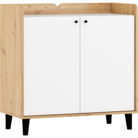 Dolce komód 2 ajtó - Artisan tölgy - Fényes fehér