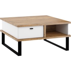   Cross dohányzóasztal 2 fiók négyzet alakú - Burgundy tölgy - Fehér