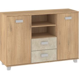   Solo komód 2 ajtó 2 fiók - Cremona tölgy - Granada mandula