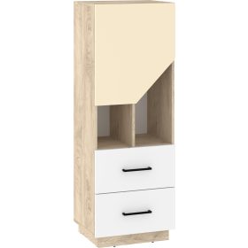   Pax 50 alacsony könyvespolc 1 ajtó 2 fiók - Endgrain tölgy - Fehér - Krém