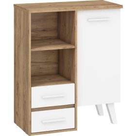 Nordis könyvespolc 1 ajtó 2 fiók - Arany tölgy - Fehér