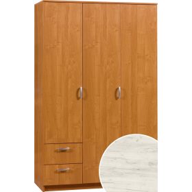   Wenecja 1 gardróbszekrény 3 ajtó 2 fiók tükör nélkül - Fehér tölgy